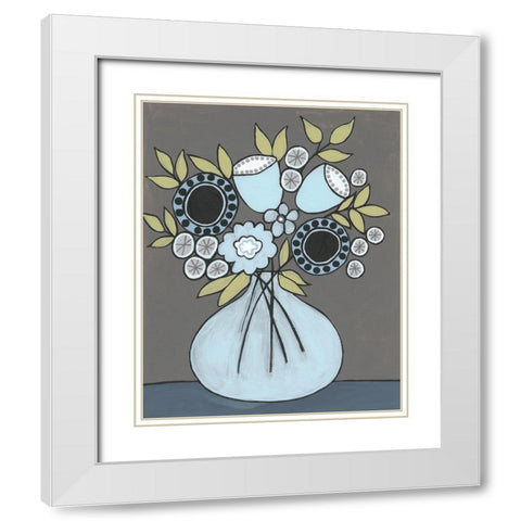 Happy Garden Flowers III White Modern Wood Framed Art Print with Double Matting by Moore, Regina