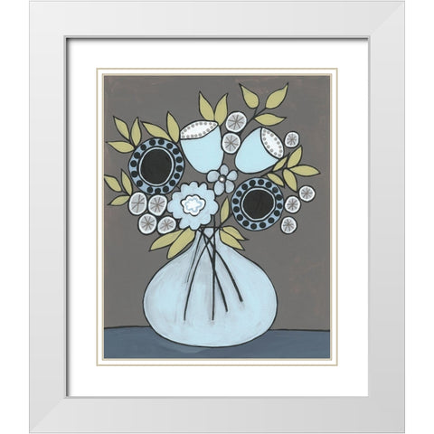 Happy Garden Flowers III White Modern Wood Framed Art Print with Double Matting by Moore, Regina