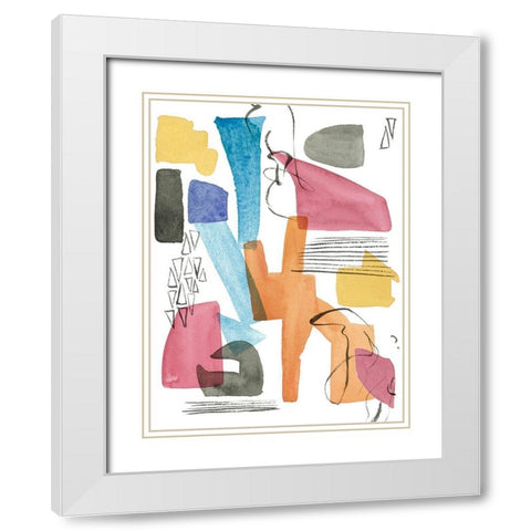 Colors of Sound I White Modern Wood Framed Art Print with Double Matting by Wang, Melissa
