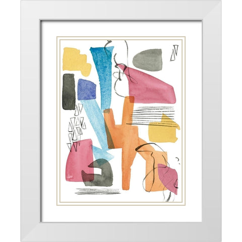 Colors of Sound I White Modern Wood Framed Art Print with Double Matting by Wang, Melissa