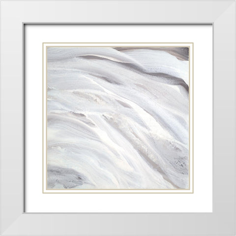 Silver Fragments II White Modern Wood Framed Art Print with Double Matting by Guererra, Teodora
