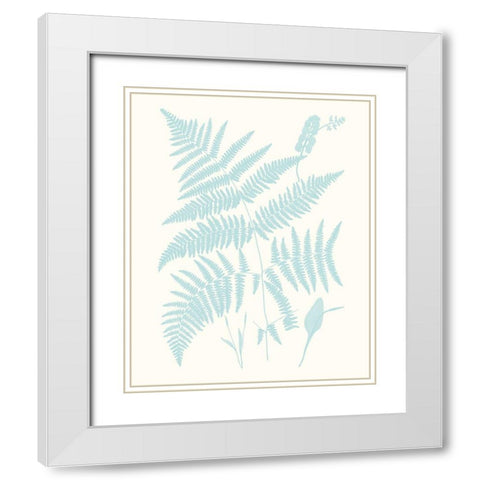 Serene Ferns I White Modern Wood Framed Art Print with Double Matting by Vision Studio