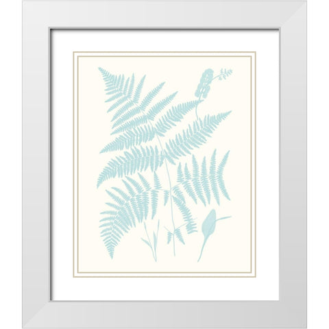 Serene Ferns I White Modern Wood Framed Art Print with Double Matting by Vision Studio