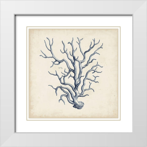 Coral Trio in Indigo III White Modern Wood Framed Art Print with Double Matting by Vision Studio