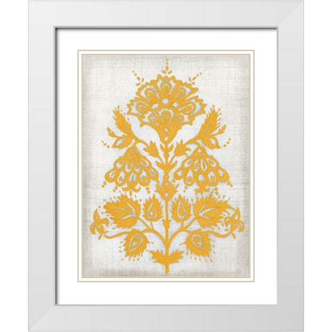 Saffron Detail I White Modern Wood Framed Art Print with Double Matting by Meagher, Megan