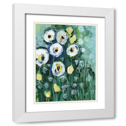 Modern White Floral II White Modern Wood Framed Art Print with Double Matting by Daavettila, Tara