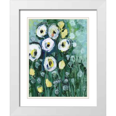 Modern White Floral II White Modern Wood Framed Art Print with Double Matting by Daavettila, Tara