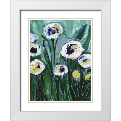 Modern White Floral V White Modern Wood Framed Art Print with Double Matting by Daavettila, Tara