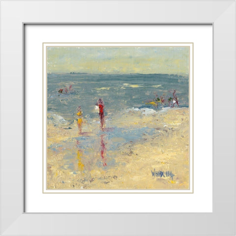 Impasto Beach Day I White Modern Wood Framed Art Print with Double Matting by Wendling, Marilyn