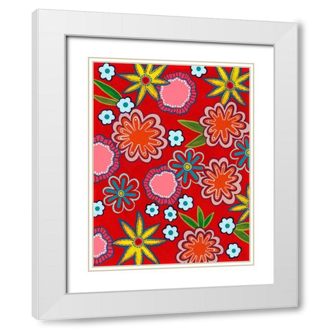 Bright Flowers I White Modern Wood Framed Art Print with Double Matting by Moore, Regina