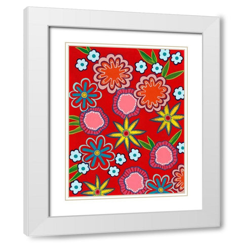 Bright Flowers II White Modern Wood Framed Art Print with Double Matting by Moore, Regina