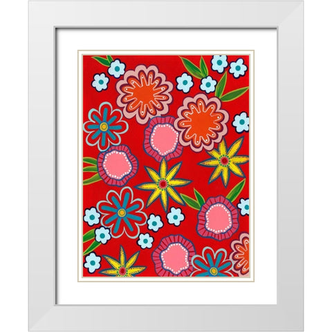 Bright Flowers II White Modern Wood Framed Art Print with Double Matting by Moore, Regina