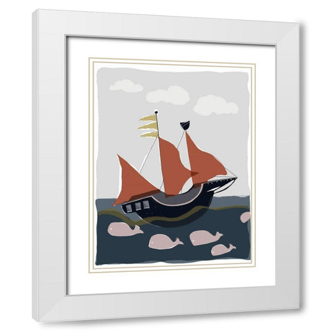 Oceans Ahoy II White Modern Wood Framed Art Print with Double Matting by Delamater, Rob