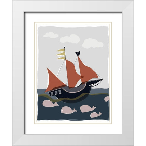 Oceans Ahoy II White Modern Wood Framed Art Print with Double Matting by Delamater, Rob
