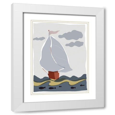 Oceans Ahoy III White Modern Wood Framed Art Print with Double Matting by Delamater, Rob