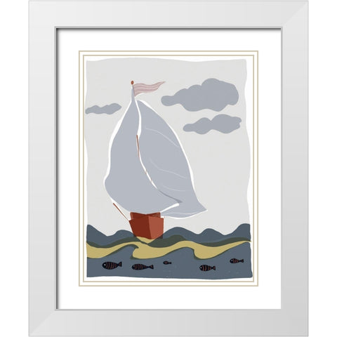 Oceans Ahoy III White Modern Wood Framed Art Print with Double Matting by Delamater, Rob