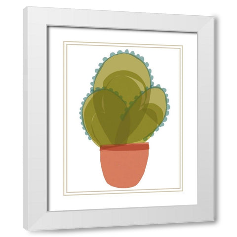 Mod Cactus I White Modern Wood Framed Art Print with Double Matting by Delamater, Rob