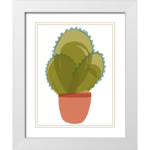 Mod Cactus I White Modern Wood Framed Art Print with Double Matting by Delamater, Rob