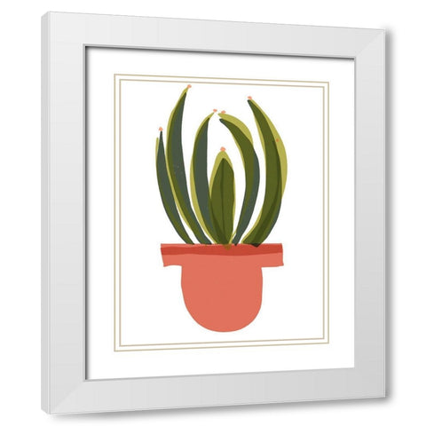 Mod Cactus IV White Modern Wood Framed Art Print with Double Matting by Delamater, Rob