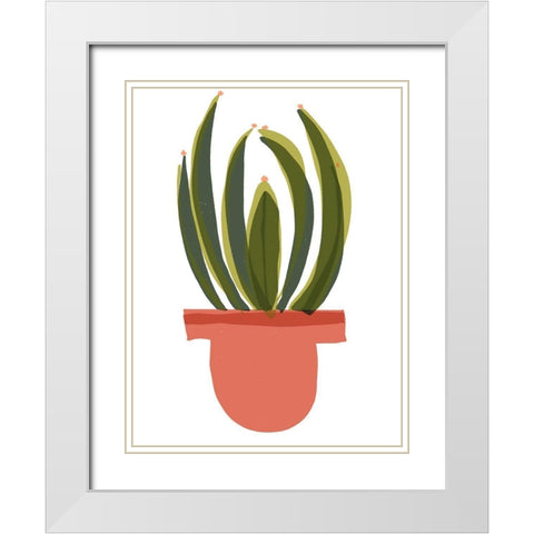 Mod Cactus IV White Modern Wood Framed Art Print with Double Matting by Delamater, Rob