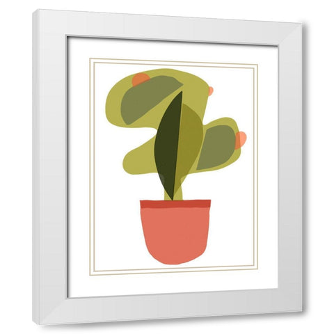 Mod Cactus V White Modern Wood Framed Art Print with Double Matting by Delamater, Rob