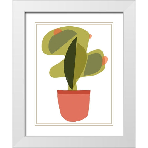 Mod Cactus V White Modern Wood Framed Art Print with Double Matting by Delamater, Rob