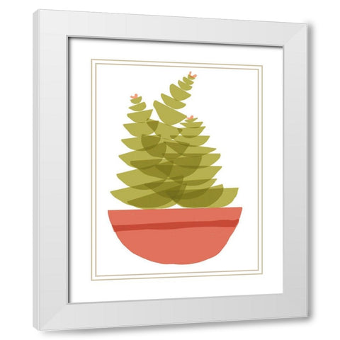 Mod Cactus VI White Modern Wood Framed Art Print with Double Matting by Delamater, Rob