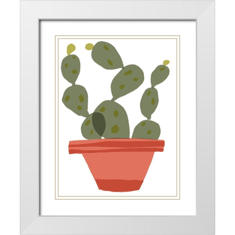 Mod Cactus VII White Modern Wood Framed Art Print with Double Matting by Delamater, Rob