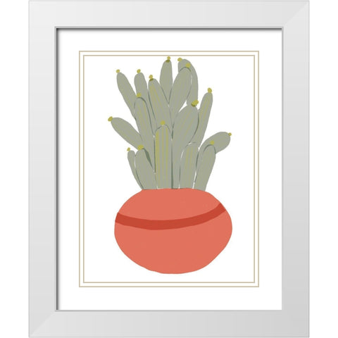 Mod Cactus VIII White Modern Wood Framed Art Print with Double Matting by Delamater, Rob
