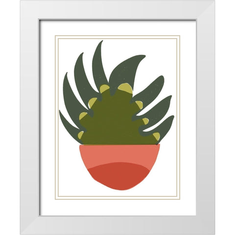 Mod Cactus IX White Modern Wood Framed Art Print with Double Matting by Delamater, Rob