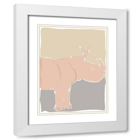 Pastel Zoo I White Modern Wood Framed Art Print with Double Matting by Delamater, Rob