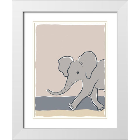 Pastel Zoo III White Modern Wood Framed Art Print with Double Matting by Delamater, Rob