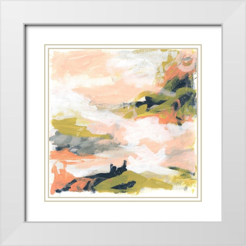 Blush and Navy Vista I White Modern Wood Framed Art Print with Double Matting by Vess, June Erica