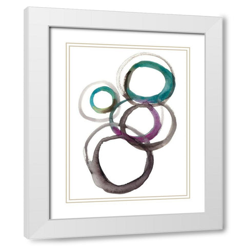 Rounds I White Modern Wood Framed Art Print with Double Matting by Zarris, Chariklia