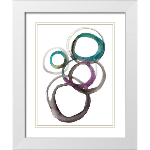 Rounds I White Modern Wood Framed Art Print with Double Matting by Zarris, Chariklia