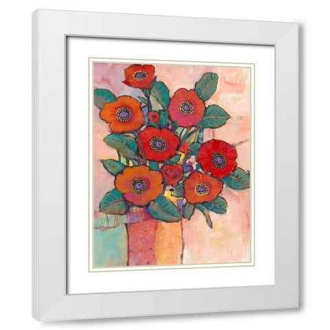 Poppies in a Vase I White Modern Wood Framed Art Print with Double Matting by OToole, Tim