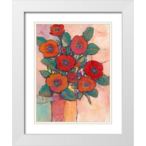 Poppies in a Vase I White Modern Wood Framed Art Print with Double Matting by OToole, Tim