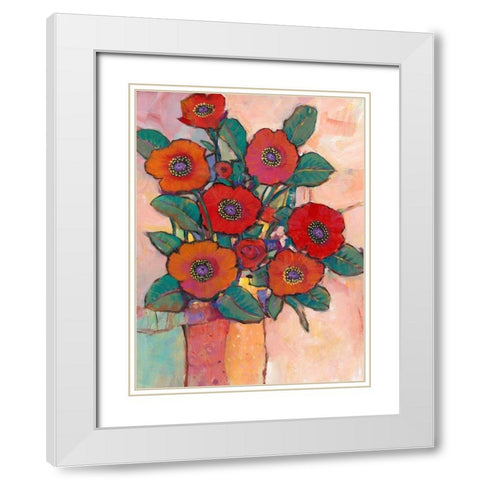 Poppies in a Vase I White Modern Wood Framed Art Print with Double Matting by OToole, Tim