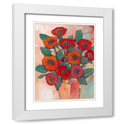 Poppies in a Vase II White Modern Wood Framed Art Print with Double Matting by OToole, Tim