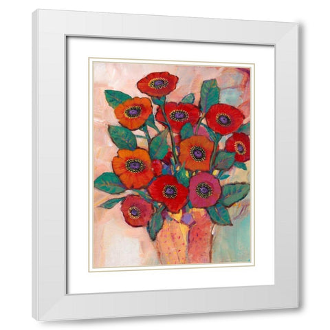 Poppies in a Vase II White Modern Wood Framed Art Print with Double Matting by OToole, Tim