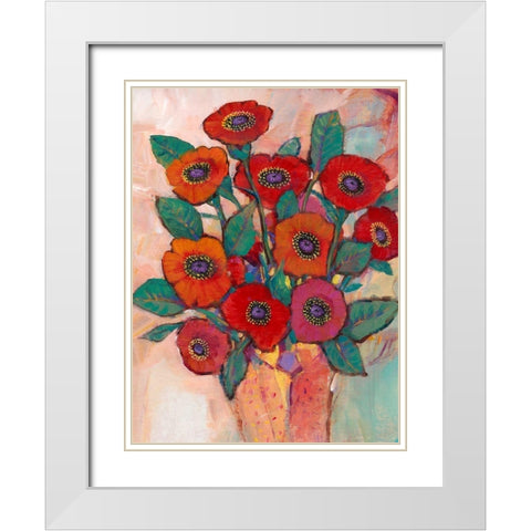 Poppies in a Vase II White Modern Wood Framed Art Print with Double Matting by OToole, Tim