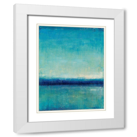 Blue Horizon I White Modern Wood Framed Art Print with Double Matting by OToole, Tim