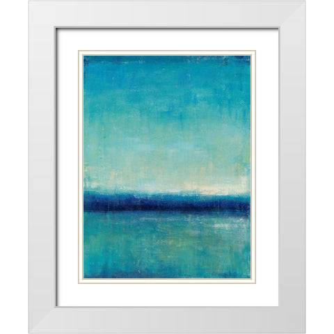 Blue Horizon I White Modern Wood Framed Art Print with Double Matting by OToole, Tim