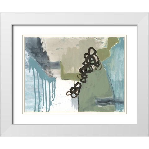 Umber Links II White Modern Wood Framed Art Print with Double Matting by Goldberger, Jennifer