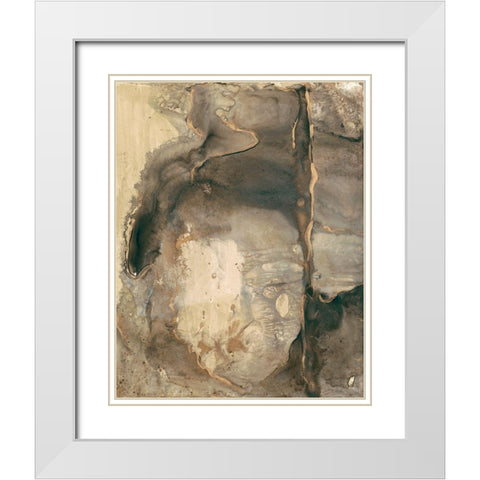 Ancient Rock I White Modern Wood Framed Art Print with Double Matting by Combs, Joyce