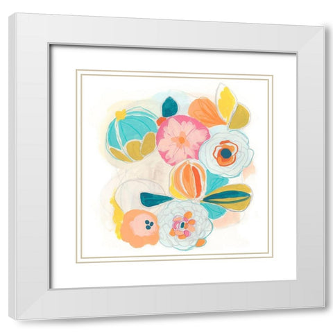 Floral Vibe I White Modern Wood Framed Art Print with Double Matting by Vess, June Erica
