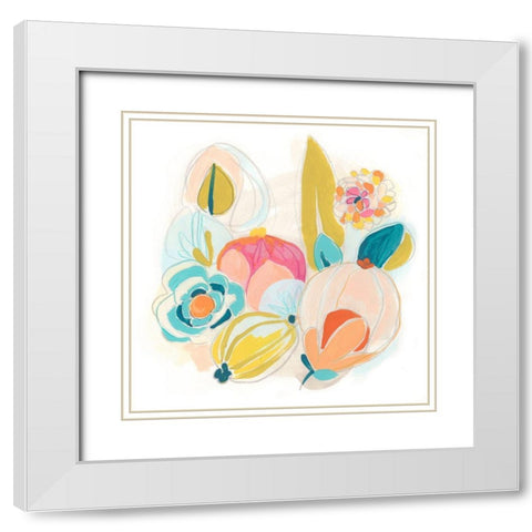 Floral Vibe II White Modern Wood Framed Art Print with Double Matting by Vess, June Erica
