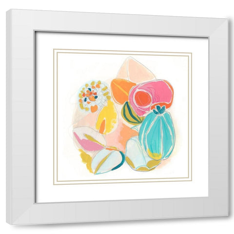 Floral Vibe III White Modern Wood Framed Art Print with Double Matting by Vess, June Erica