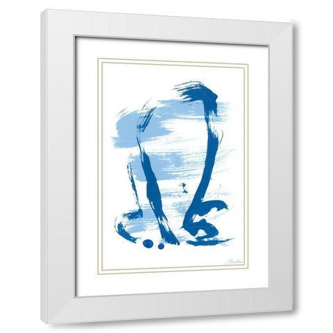 Blue Breeze II White Modern Wood Framed Art Print with Double Matting by Long, Christina