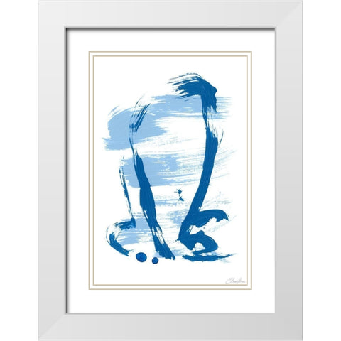Blue Breeze II White Modern Wood Framed Art Print with Double Matting by Long, Christina